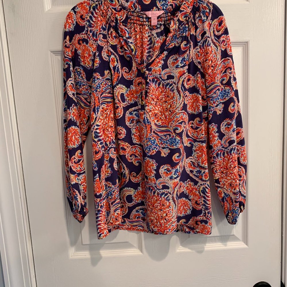 ELSA SILK TOP ' For The Halibut ' Lilly Pulitzer